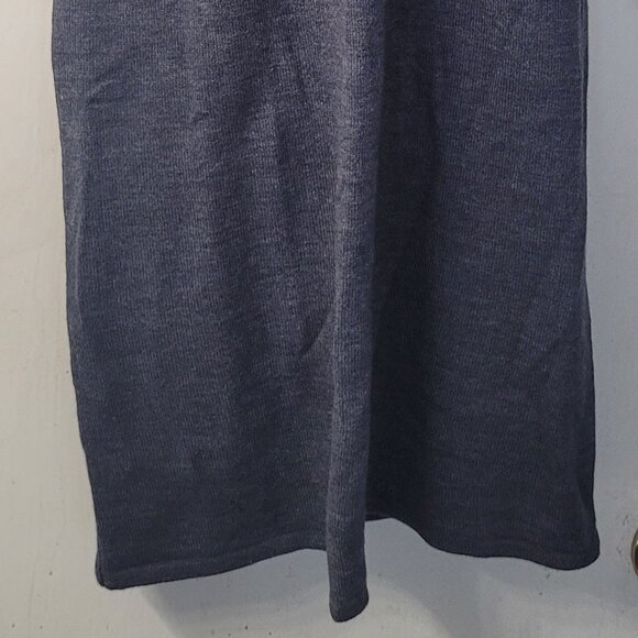 Connected Apparel Women's Charcoal V-Neck Gray Ribbed Knit Sweater Dress Size M - Picture 2 of 8